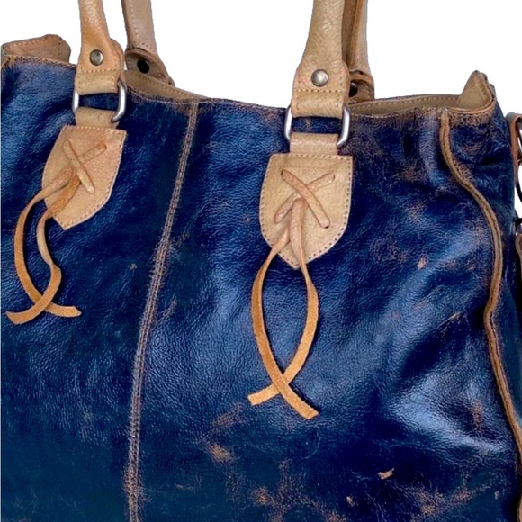 Bed Stu Bag. Stylish Blue and Tan Leather Tote Bag - Picture 7 of 7